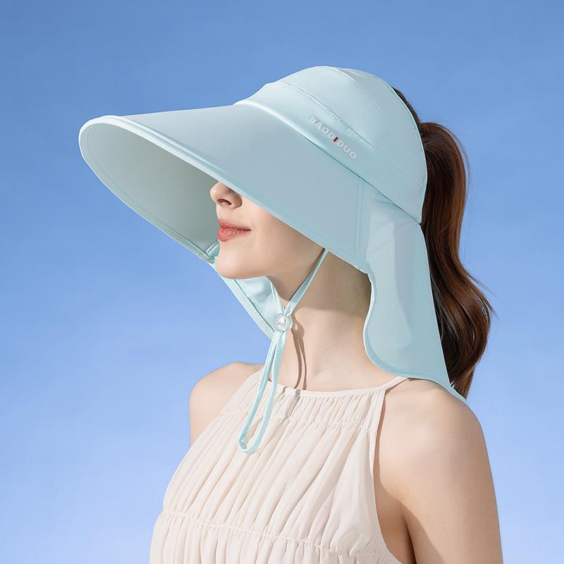 Summer Large Eaved UV Resistant Sunshade Hat, Sun Resistant Hat for Women's Outdoor Cycling, Empty Top Sun Hat