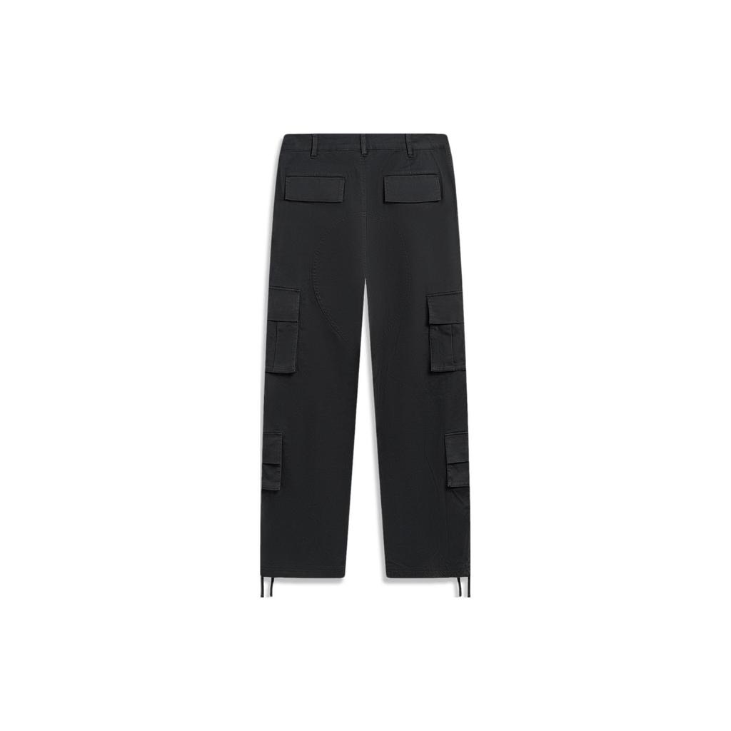 Li Ning Skateboard Series Solid Color Mid Waist Straight Casual Pants Men Bottoms Black AKXU019-1
