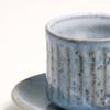 Marui Seito Shigaraki Ware Hechimon Blue Hagi Carving Coffee Cup and Saucer, Approx. 210ml Capacity, Ceramic, Made In Japan, MR-3-3282
