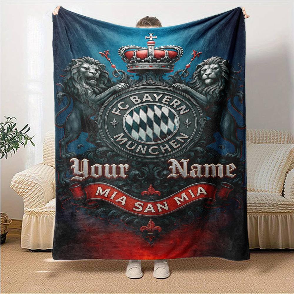 Bayern Munich Personalized Name Blanket Gift Personalized Blanket Durable Comfort Perfect for Couch Chair Sofa Livingroom Ideal for All Seasons