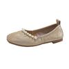 Soft~ Sweet Pearl Flat Ballet Single Shoes Women's New Chinese Style Square Head Soft Sole Doudou Shoes Grandma Shoes