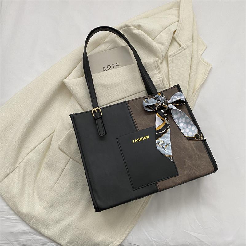 Stylish 2023 Winter Women s Pu Tote Bag Trendy Street Fashion Shoulder Handbag чёрный