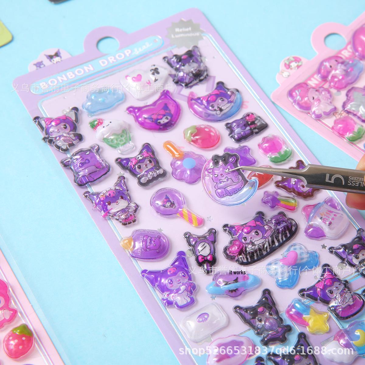 Luminous 3D Embossed Cartoon Stickers: Cute, Waterproof Reward & DIY Phone Decor for Kids.