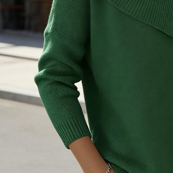 Damen Strickoberteile Großer Revers Langarm Einfarbig Pullover Weich Dehnbar Lässige Strickwaren Arbeit Party Date Kleidung