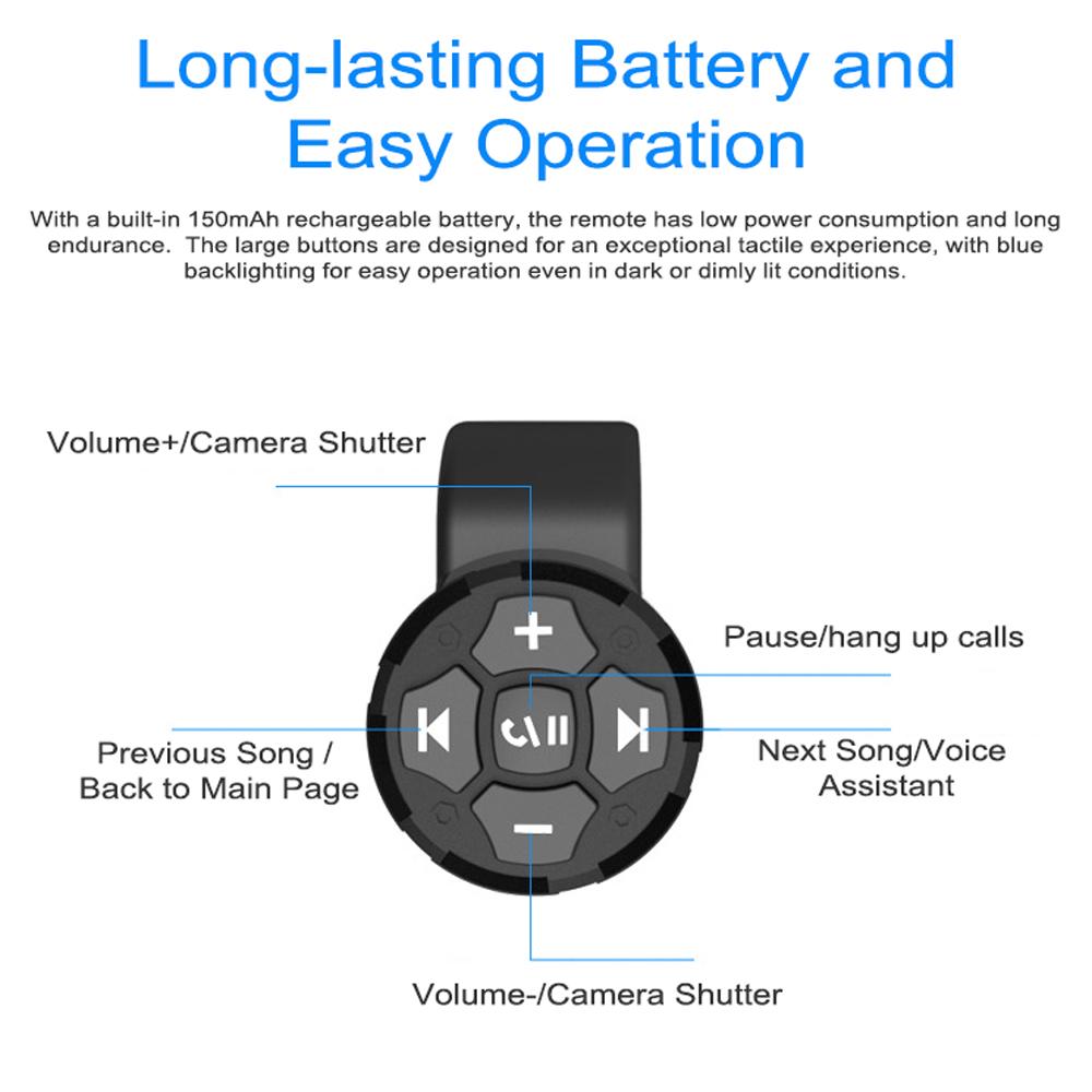 Wireless Phone Remote Controller BT5.3 Car Steering Wheel Control Remote Button for Answer Phone, Musics Playback,