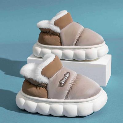Children's Winter Velvet-Lined Cotton Slippers with Heel Support - Non-Slip, Waterproof, Warm Shoes for Big Kids & Parent-Child Pairs