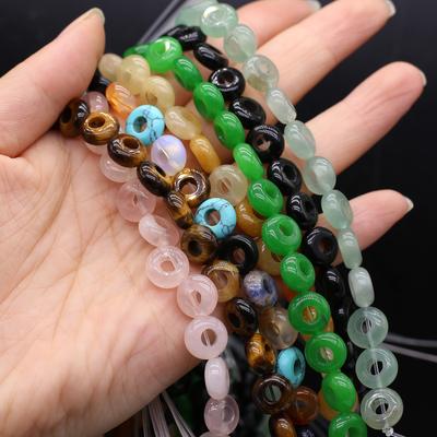 20 sztuk/sznurek Energia Naturalny Kamień Duże Koraliki Otwory Koraliki, Reiki Uzdrawiający Kryształ Agat Żółty Jade Kamień Koraliki Do Tworzenia Biżuterii DIY Rzemiosło 20 cm