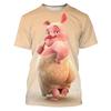 Camiseta gráfica de cerdo lindo impresa en 3D de tendencia para hombre Ropa Camiseta divertida Verano Casual Cuello redondo Manga corta Moda Tops de gimnasio