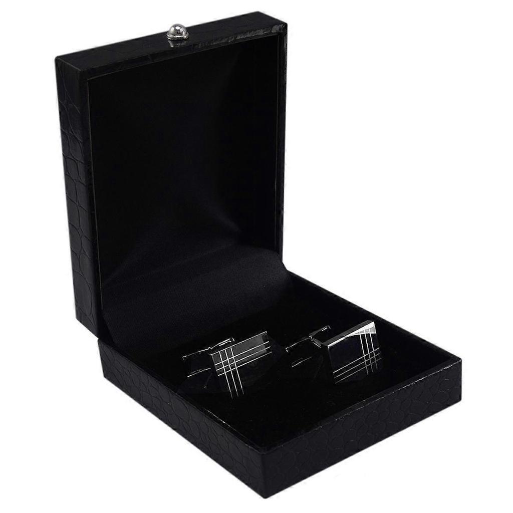 1 Pair Laser Strip Cufflinks Man's Shirt Studs for Business Wedding Party Gun Colored Squared Shape