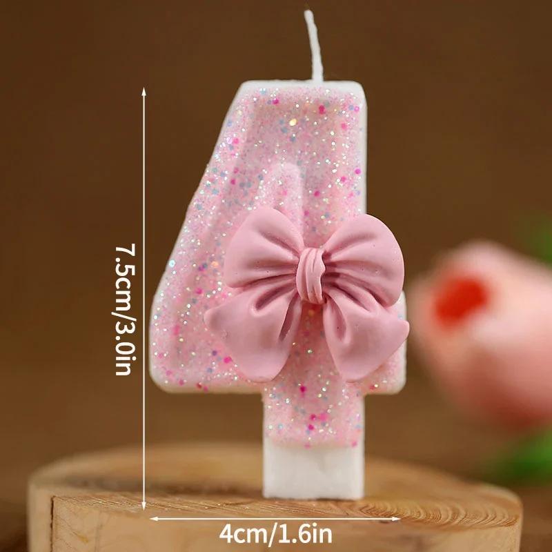 Number Cake Candle Pink Glitter Birthday Candle 1 2 3 4 5 6 7 8 9 3D Number Candle Cake Topper Birthday Party Cake Decor for daily use