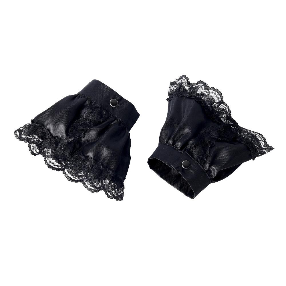 

Ruffled Vintage Victorian Costume Victorian Style Fake Collar Accessory Set Victorian Lace Jabot Black cuffs
