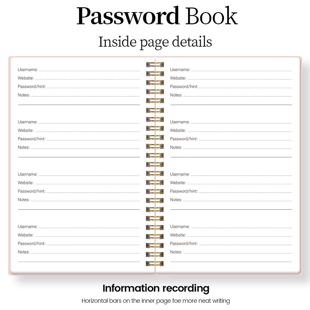 A5 Pink Password Book Internet Address Account Logbook With Password Hint Pages Stickers Spiral Bound