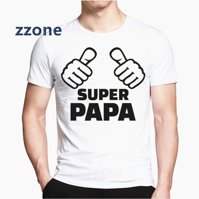 Mann Farsdag Gave T-skjorte Menn Rock Super Pappa Topper T-skjorter Mote Sommerpop