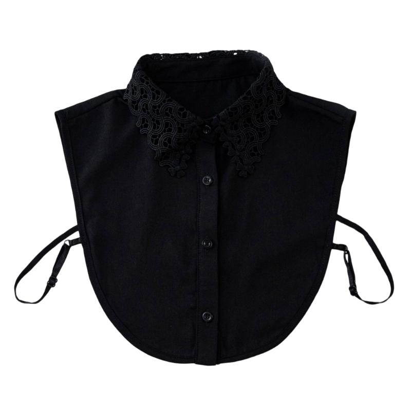 Detachable Collar Button Removable Hollow Embroidery Design Half Shirt Blouse for Quick Outfit Changes Various Occasion
