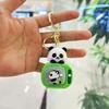 Creative cute panda TV keychain pendant couple night light key pendant car bag pendant