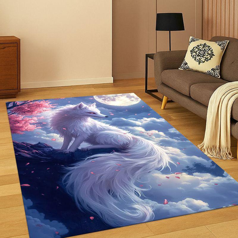 Viking Wolf Fenrir Cartoon Carpet Rug for Bedroom Living Room Sofa Playroom Doormat Home Decor,Kid Game Area Rug Non-slip Gift