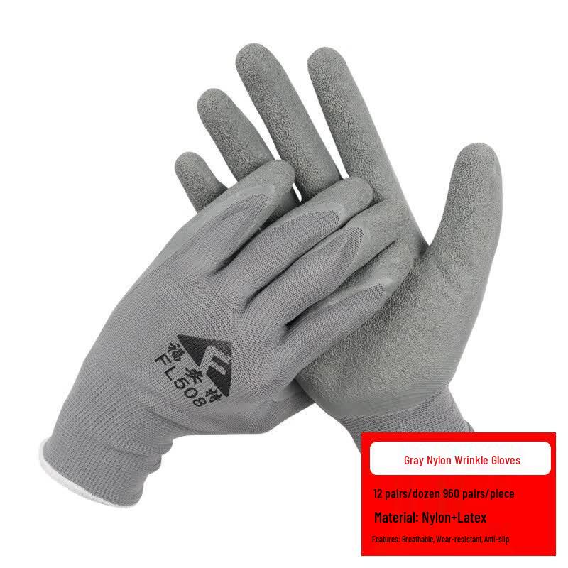Fuantlao Industrial Latex Crinkle Work Gloves