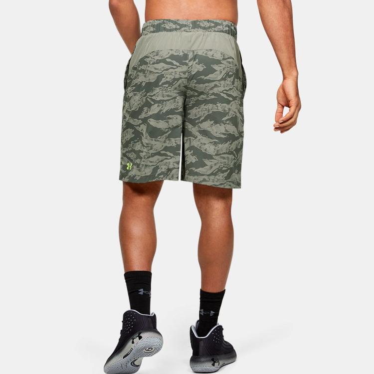 Under Armour UA Baseline Woven Basketball Mid Rise Loose Fit Drawstring Casual Shorts Men Shorts Green 1351291-388