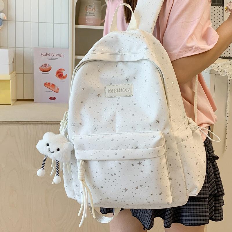 Schoolbag Japanese Ins New Fresh and Sweet Star Schoolbag Large Capacity Lightweight Backpack Junior High School Student Backpack