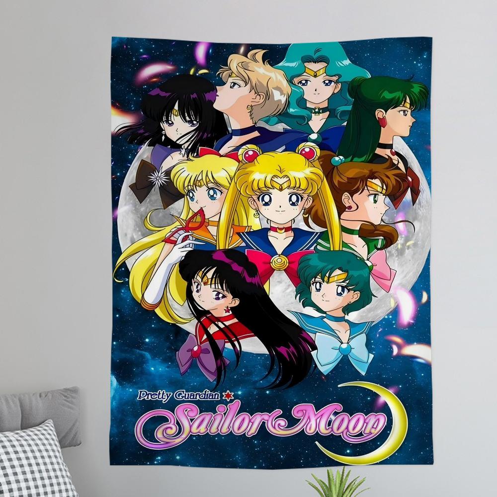 Sailor Moons Comic Cover Hanging Bohemian Tapestry Hanging Tarot Hippie Wall Rugs Dorm Japanese Tapestry