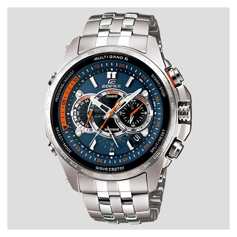 Casio EDIFICE Simple Business Casual Blue and Red Contrast Color Solar Powered Six Bureau Radio Classic Pointer Four Eyes and Eight EQW-M710D-2A