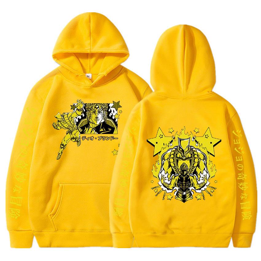

Японське аніме Jojo Bizarre Adventure Men Hoodie Manga Killer Queen Graphic Print Hoodies Fashion Casual Gothic Oversize Sweatshirt M жовтий