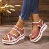 New Large-sized Thick-soled Sandals, Women's Flat Velcro Beach Shoes