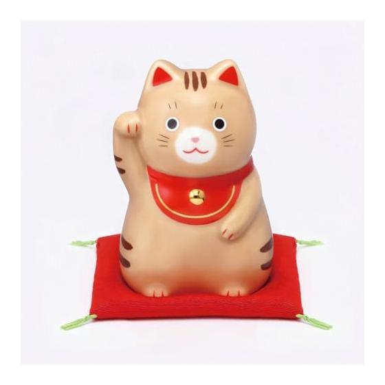 Lucky cat (tea, medium) Good luck (with good luck sticker)