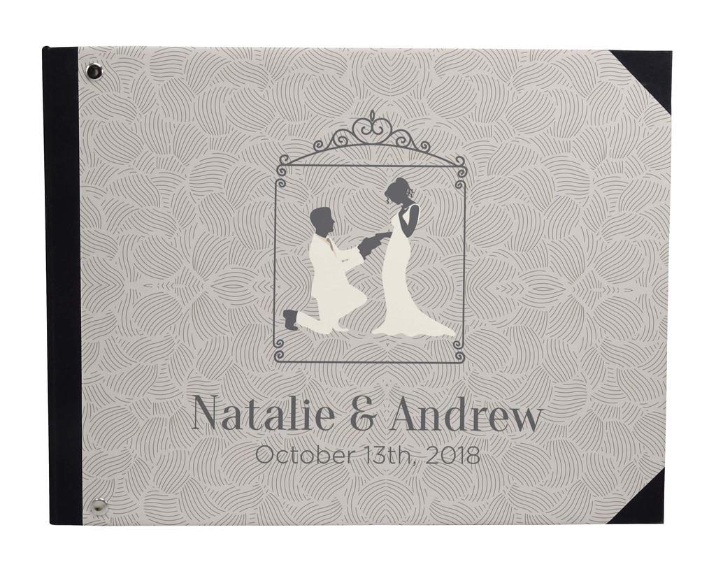 Darling Souvenir Blue Floral & Geometric Hardbound Cover Printed Anniversary Wedding Guestbook Scrap Book-7 X 9