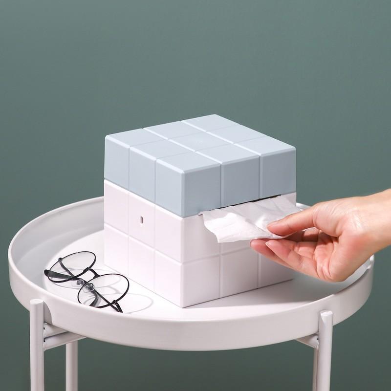 Modern Minimalist Creative Cube Tissue Box With Plastic Material For Living Room And Bathroom Use