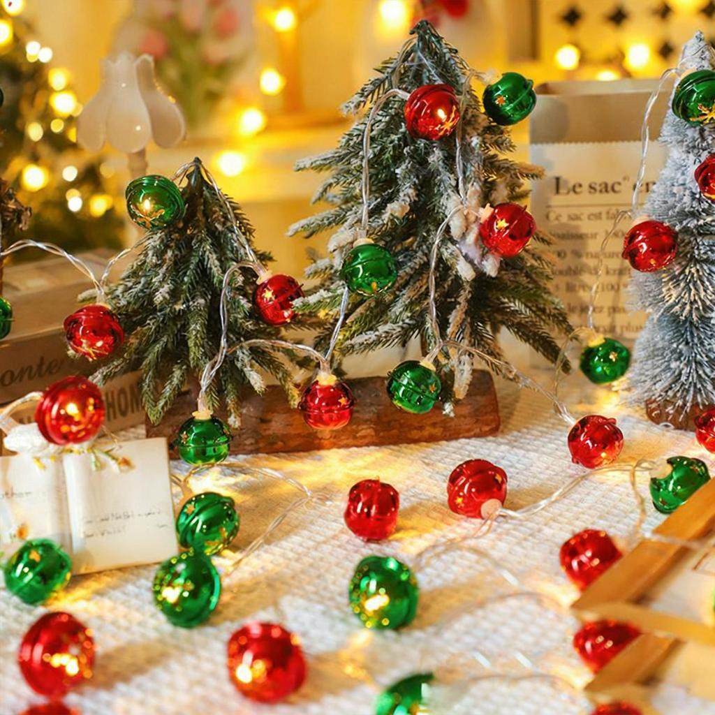 Christmas Bell String Lights Waterproof LED Flexible Christmas Decorations Holiday Fairy Lights Bell Garlands For Table