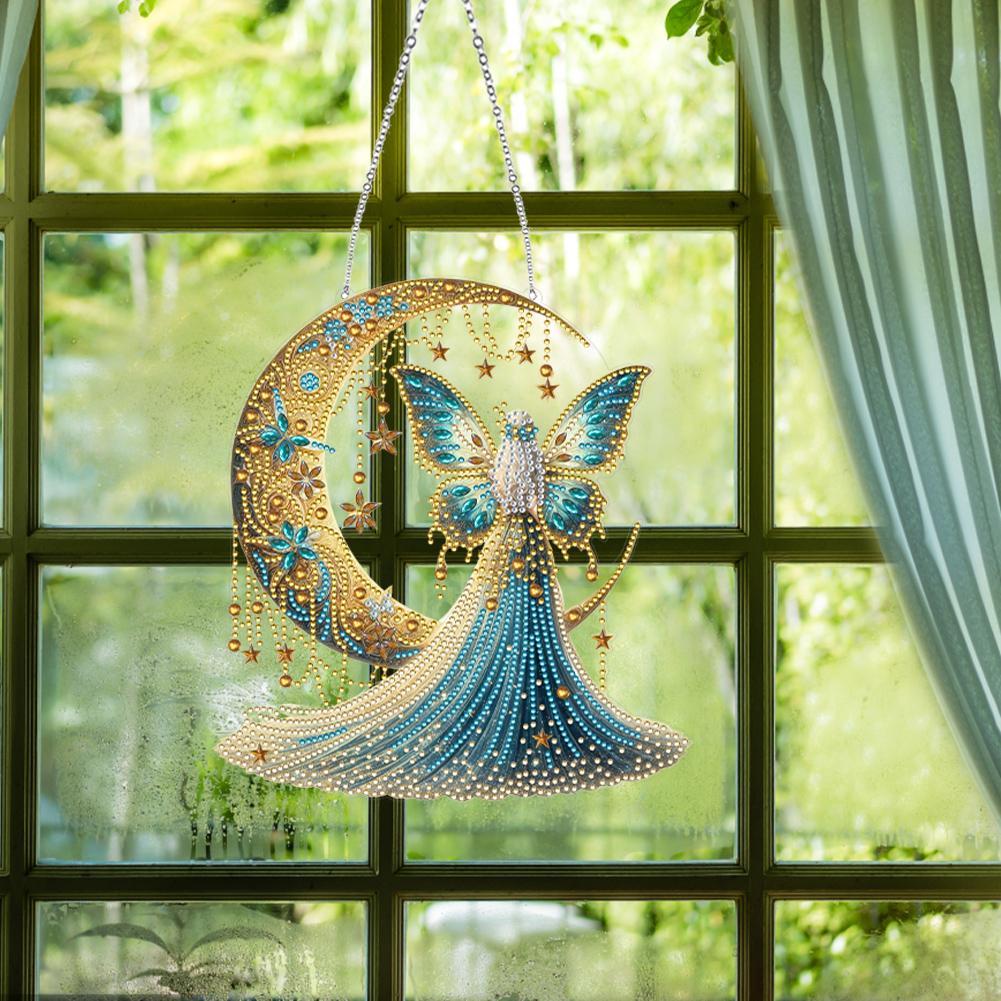 Mondgöttin 2D/Flach DIY Spezielle Form Strassstein Diamant Kunst Fensteranhänger Diamantmalerei Set Hängende Diamant Kunst Kits