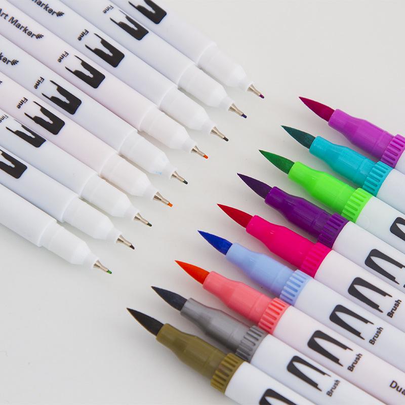 Washable Double-Ended Watercolor Markers with Soft Tips for Kids' Art