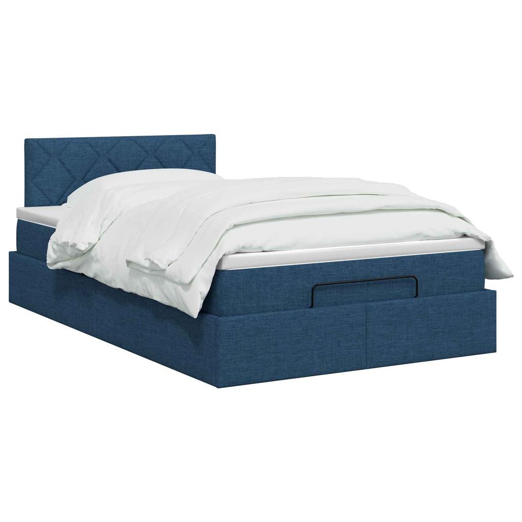 Ottoman Bed with Mattress and Headboard Blue 120 X 200 Cm Fabric