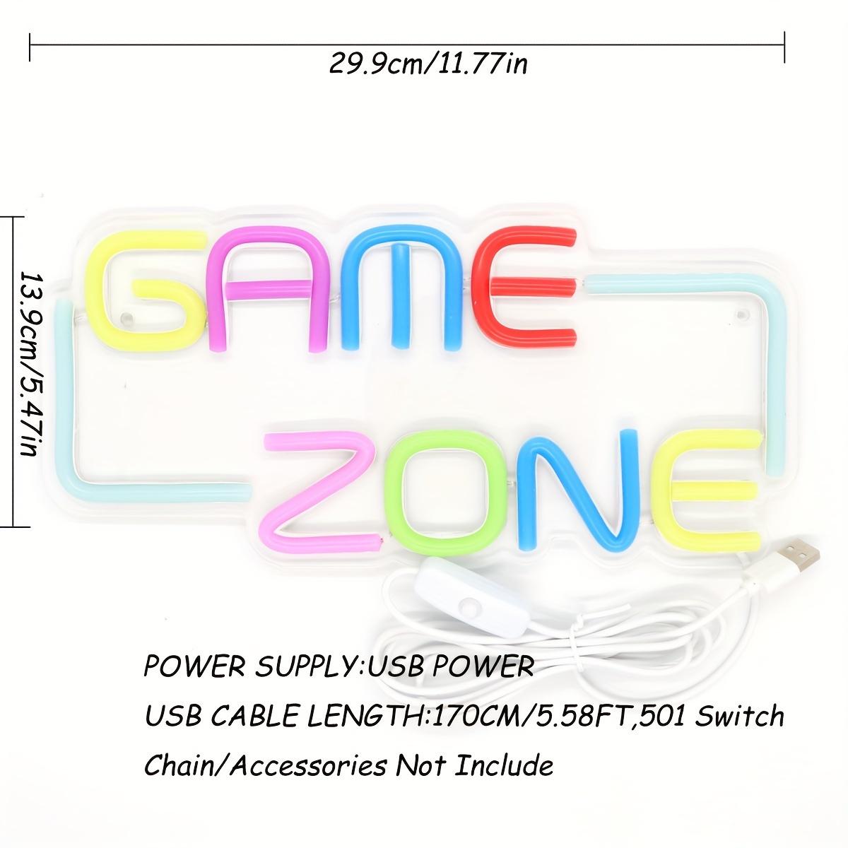 

Неоновая светодиодная вывеска Game Zone для декора стены Игровые неоновые световые вывески с питанием от USB для игровой комнаты спальни Подарки для геймера (Разноцветный)