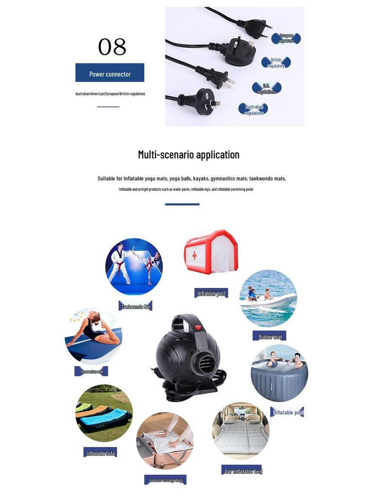 220V High-Power Inflatable Air Pump for Pool Rings, Lifebuoys, Air Mattresses, and Rubber Boats