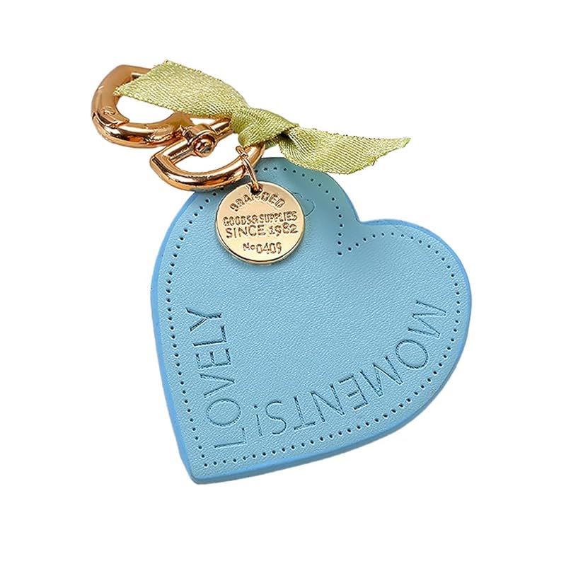 

[Z mura] heart key ring cute Fashionable ribbon medal backpack bag decoration charm simple pair matching present strap color (sky blue)