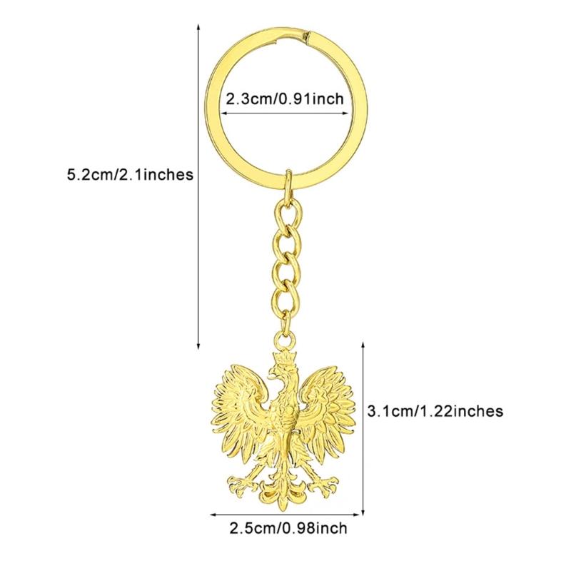 Vintage Poland Eagle Pendant Keychain for Men Women Gold Silver Metal Animal Backpack Keyring Ethnic Key Chain Rings