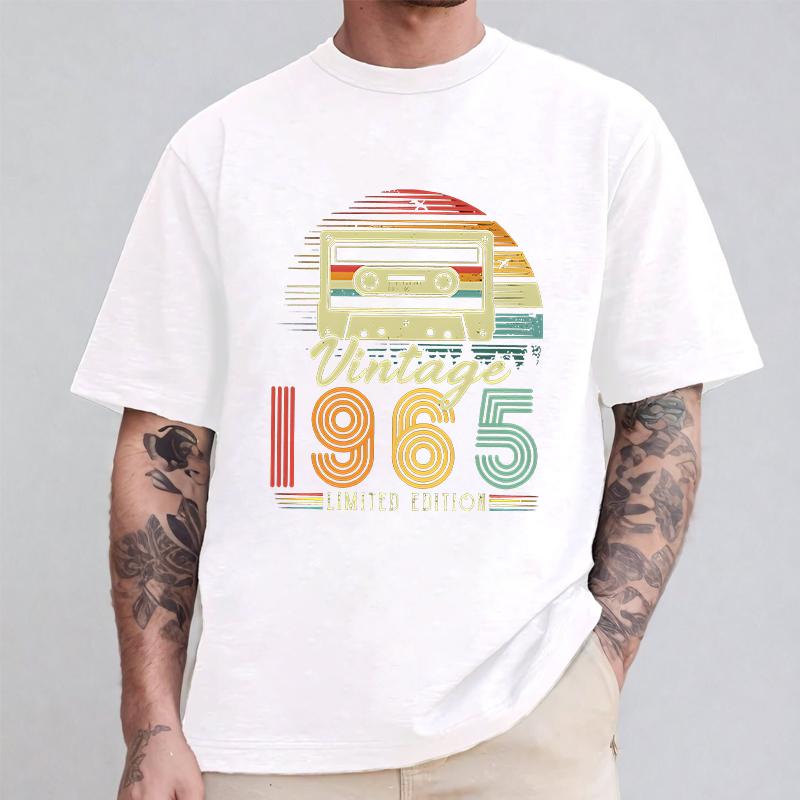 Unisex Vintage 1965 Print T-shirts for Unisex WoUnisex Birthday Vintage Letter Design Tshirt Short Sleeve Clothes Fashion Casual Tee Clothing