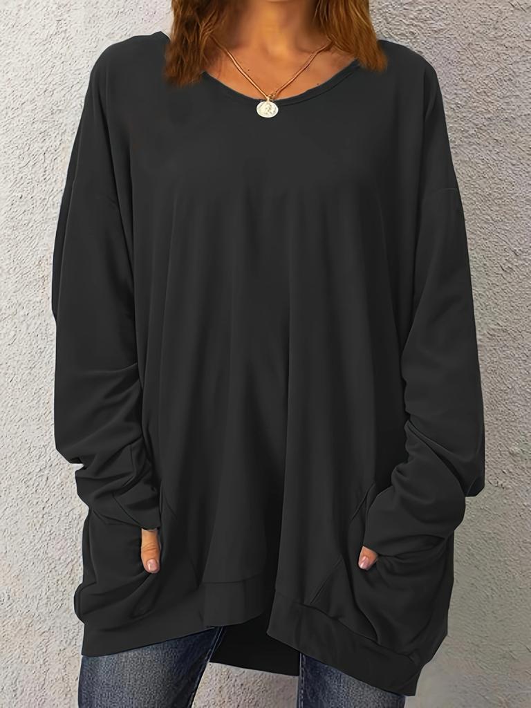 Plus Size European and American Fashion Round Neck Loose Casual Tops