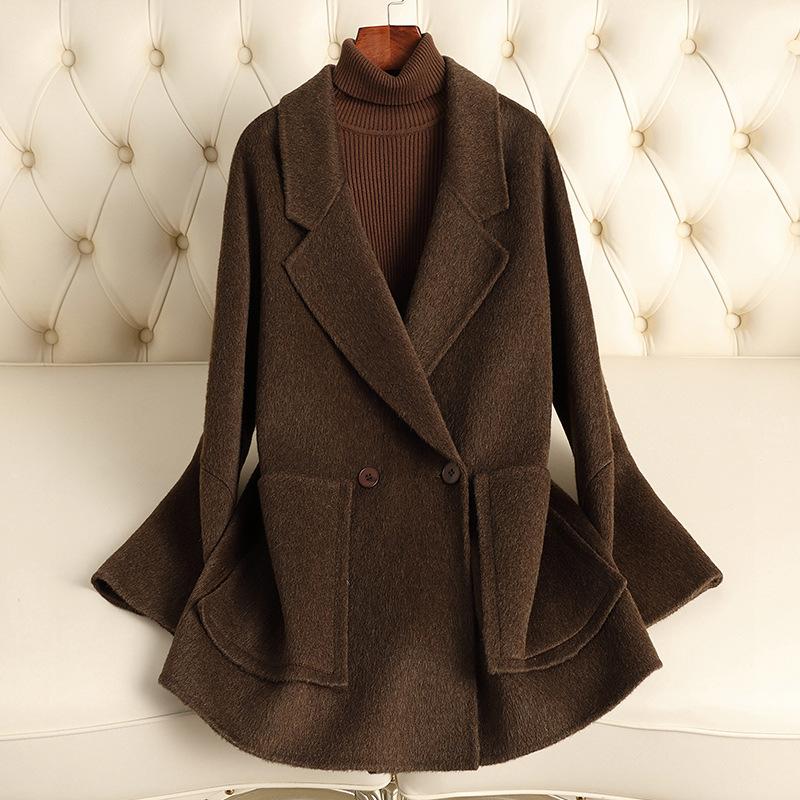 Double-sided Wool Coat Women's Short Autumn and Winter New Middle-aged and Old Mother Clothing Small Woolen Coat High-end Sense