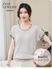 2026 Stylish Ice Silk T-Shirt for Middle-aged & Elderly Women - Elegant Round Neck, Short Sleeve Mother's Top