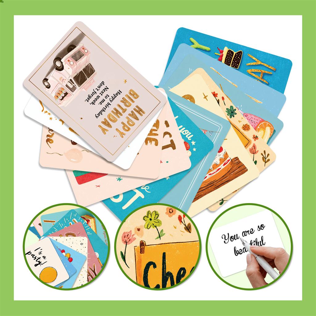 50 Pcs Creative Birthday Decorative Cards - Party Atmosphere Decoration, Blessing Greeting Cards, Scrapbook Sticker Set