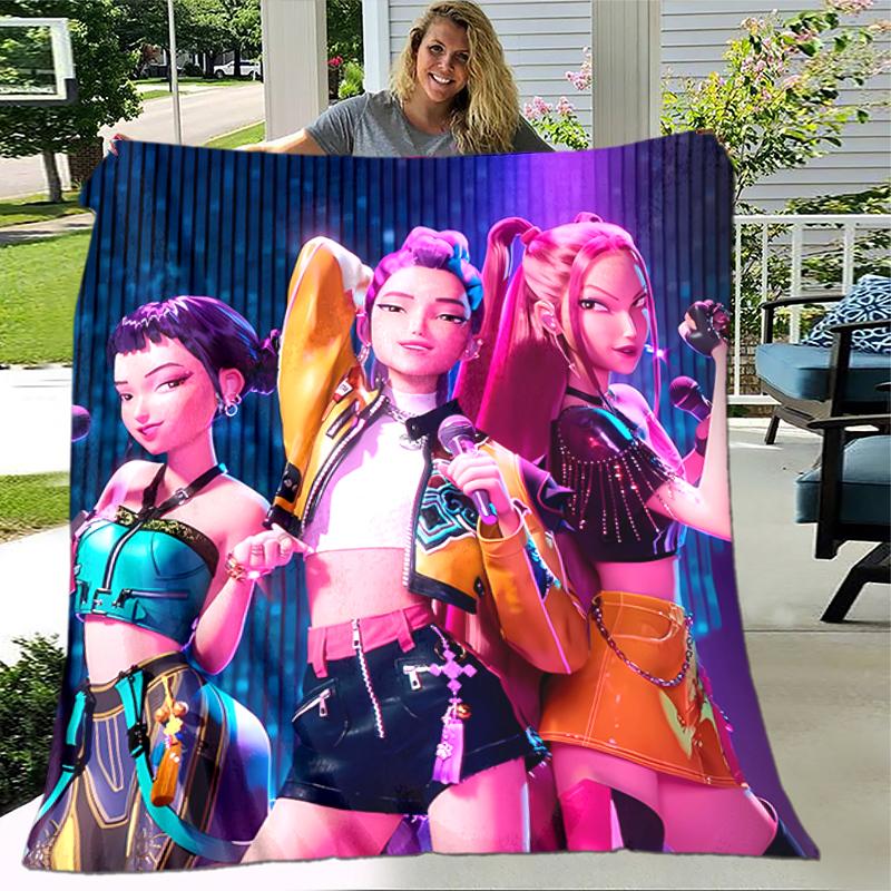 1pc Blanket Kpop Hunter5 Print Design, Lightweight Blanket for Sofa, Bed- Soft &Warm, Gift for All Seasons like Christmas, Halloween