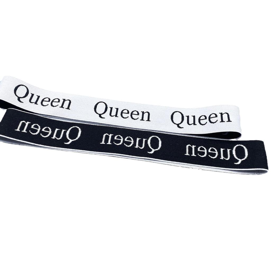Black & White Jacquard Elastic Storage Belt with Letter Design for Clothes and Bedding