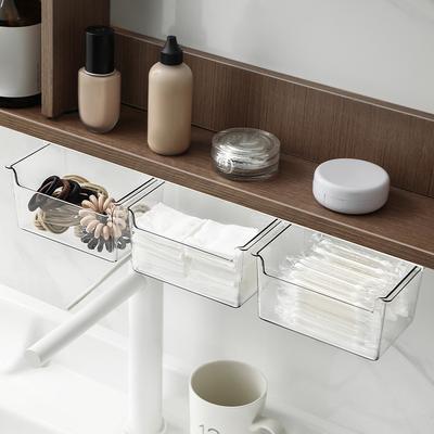 Zásuvkový úložný box pod zrcadlovou skříňku Průhledný Koupelnový Tyčinky do uší Koupelnový Kancelářský Výsuvná úložná police