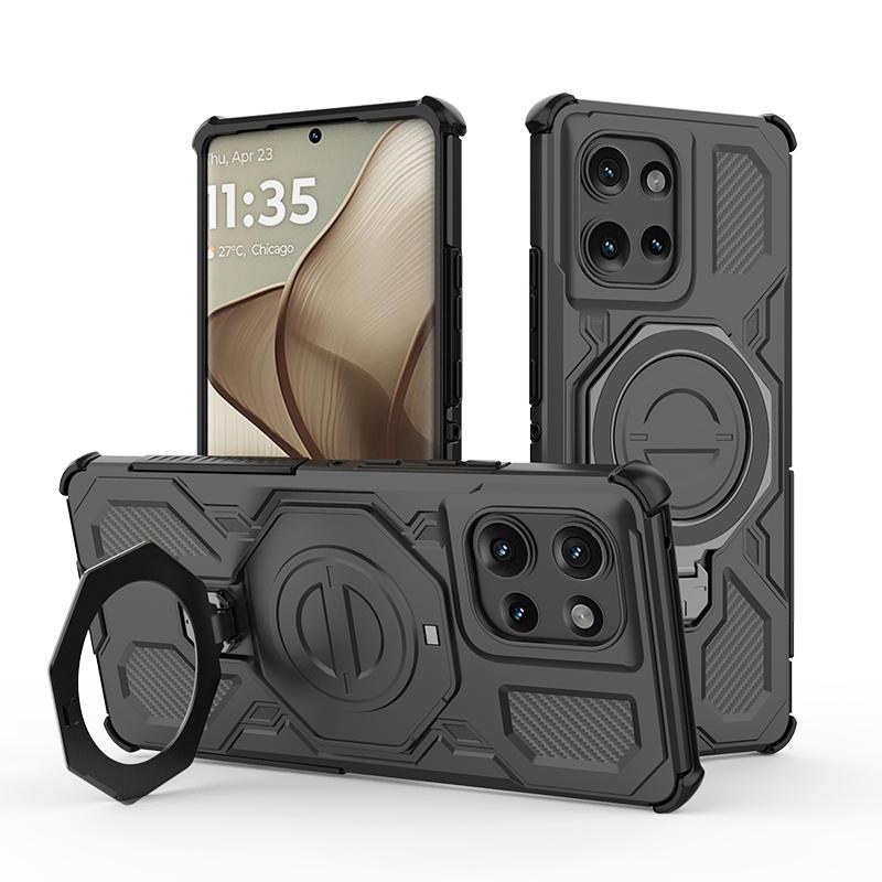 KEYSION Shockproof Magnetic Case for Motorola Edge 50 Pro 5G Upright Live Metal Ring Stand Phone Back Cover for MOTO Edge 50 5G