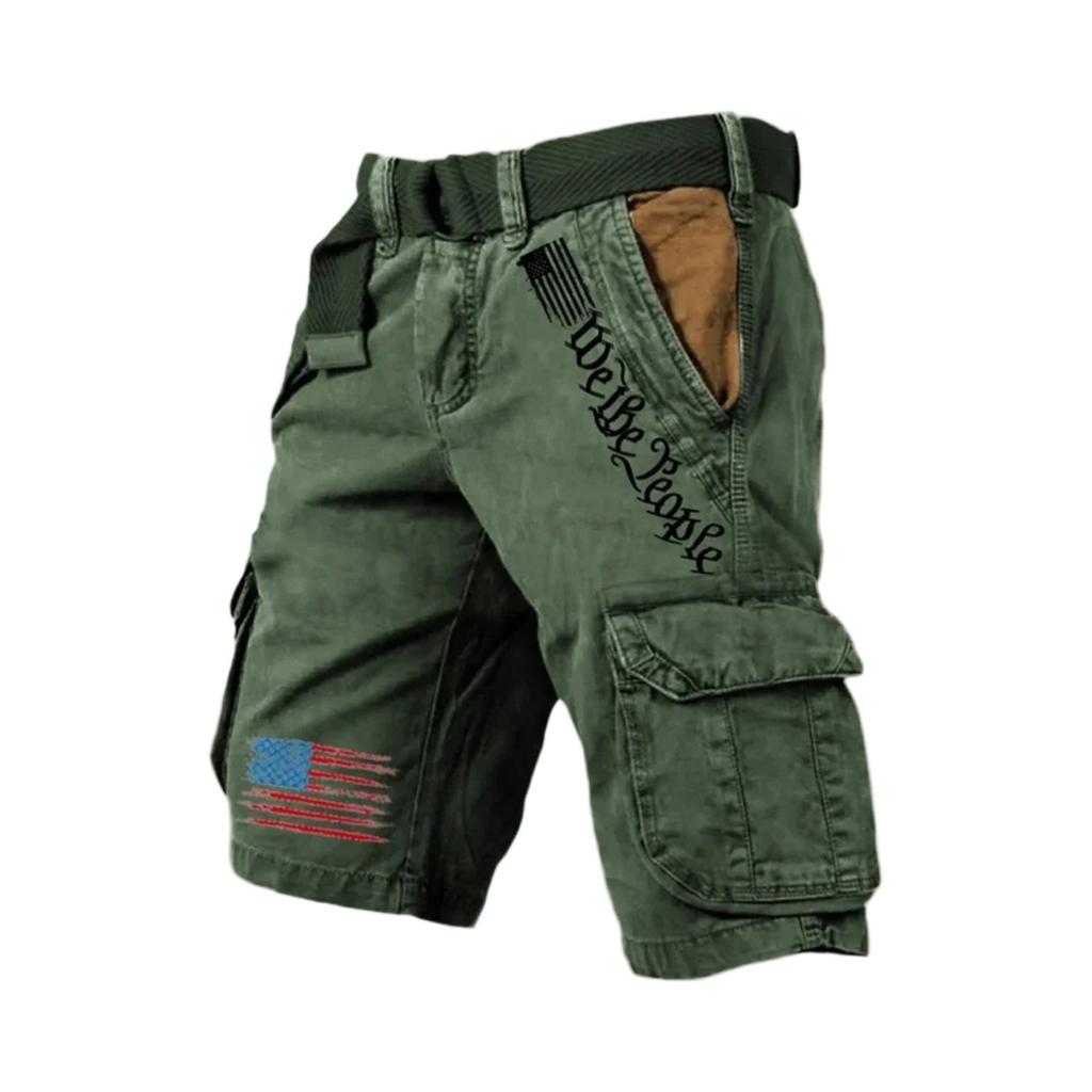 Men's Casual Sport Multi-pocket Work Pants  Men's Fashionable Flag-letter Printed Pants