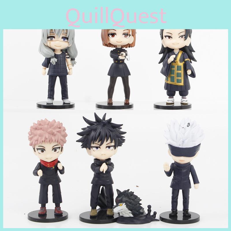 Niedliches Jujutsu Kaisen PVC Figuren Set mit Gojo Itadori Nobara und Megumi Charaktermodellen