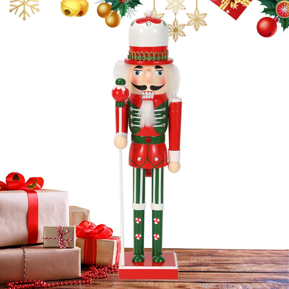 Nutcracker Christmas Ornaments Seasonal Pendants Wooden Nutcracker Figurine For Bedroom Living Room Fireplace Bookshelf Holiday